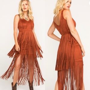 Idyllwind fringe faux suede dress